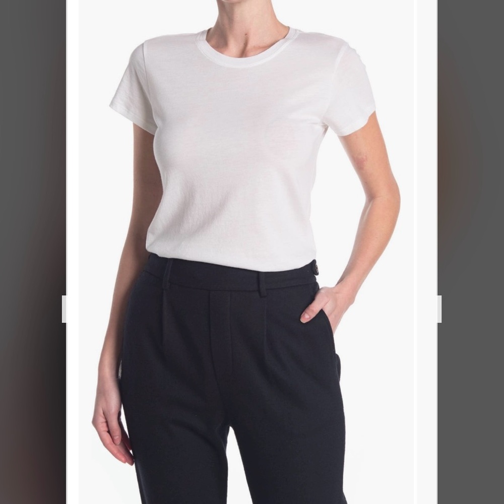 Vince Essential Short Sleeve Crew Neck Tee in White Size S